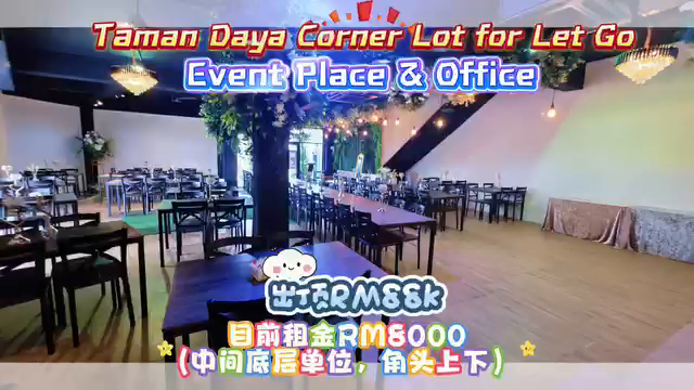 Taman Daya Corner Lot to Let Go - Event Place & Office